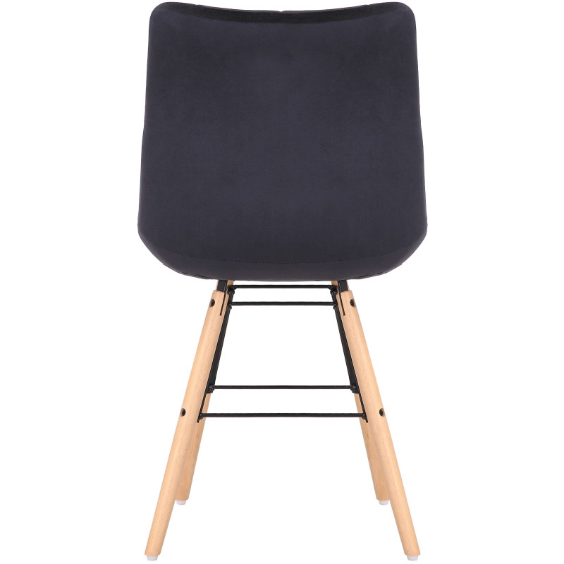 Chaise scandinave matelassée en Velours Noir Bois Naturel Métal Noir Sarylle - 5
