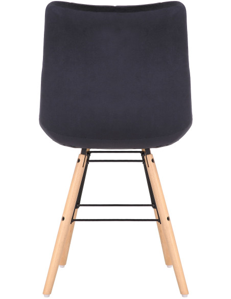 Chaise scandinave matelassée en Velours Noir Bois Naturel Métal Noir Sarylle - 5