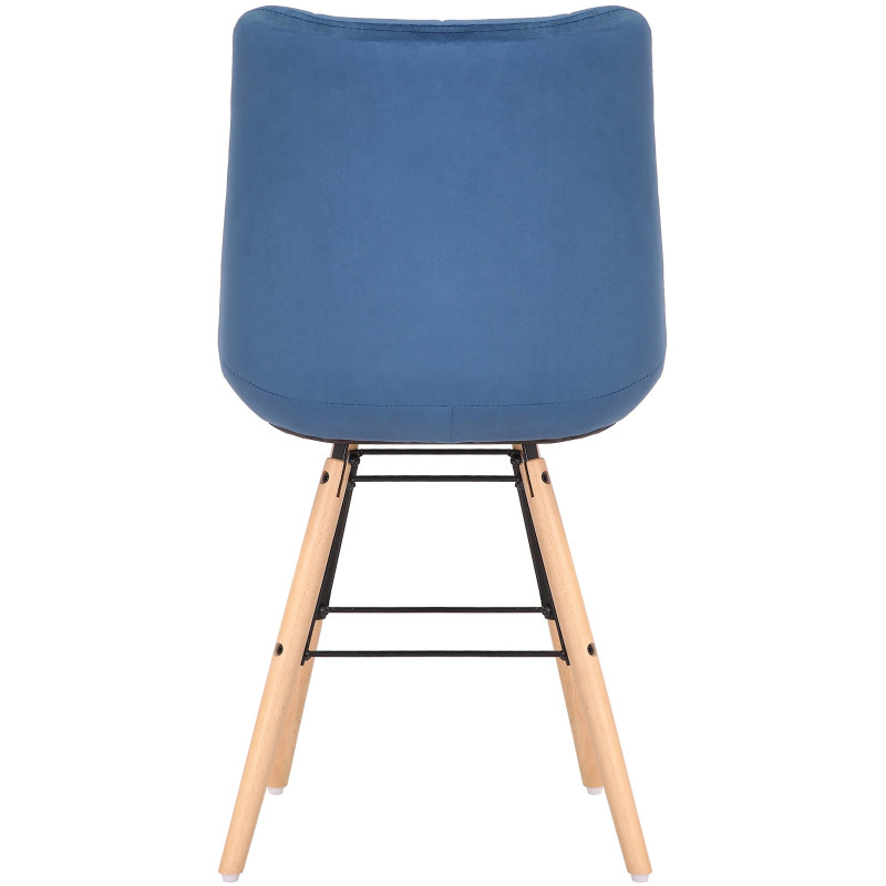 Chaise scandinave matelassée en Velours Bleu Bois Naturel Métal Noir Sarylle  - 5