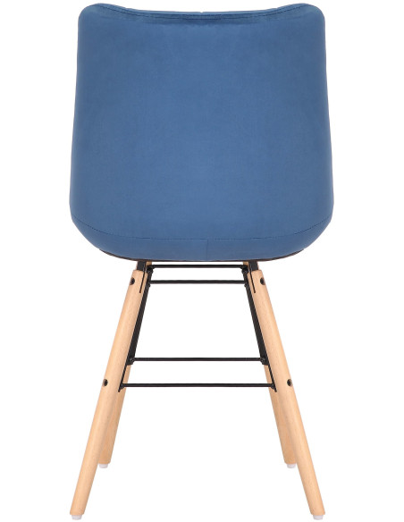 Chaise scandinave matelassée en Velours Bleu Bois Naturel Métal Noir Sarylle  - 5