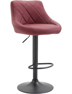 Tabouret de bar moderne chic en Polyuréthane Rouge bordeaux Métal Noir Zerion - 1