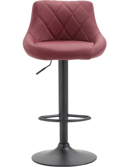 Tabouret de bar moderne chic en Polyuréthane Rouge bordeaux Métal Noir Zerion - 2