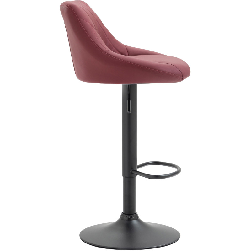 Tabouret de bar moderne chic en Polyuréthane Rouge bordeaux Métal Noir Zerion - 3