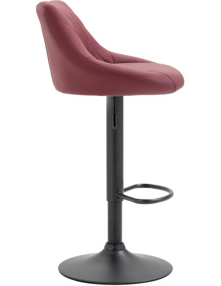 Tabouret de bar moderne chic en Polyuréthane Rouge bordeaux Métal Noir Zerion - 3