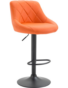 Tabouret de bar moderne chic en Polyuréthane Orange Métal Noir Zerion - 1