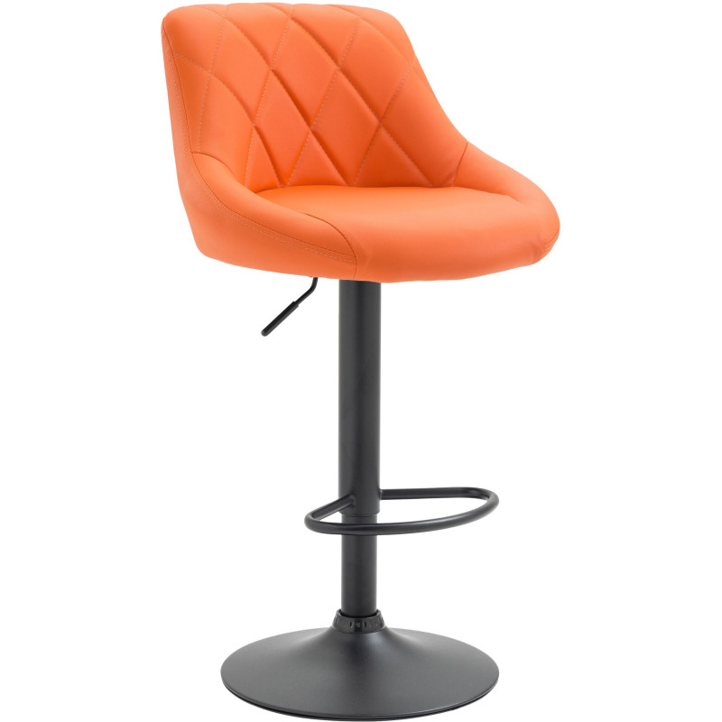 Tabouret de bar moderne chic en Polyuréthane Orange Métal Noir Zerion - 1