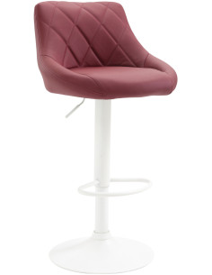 Tabouret de bar moderne chic en Polyuréthane Rouge bordeaux Métal Blanc Zerion - 1