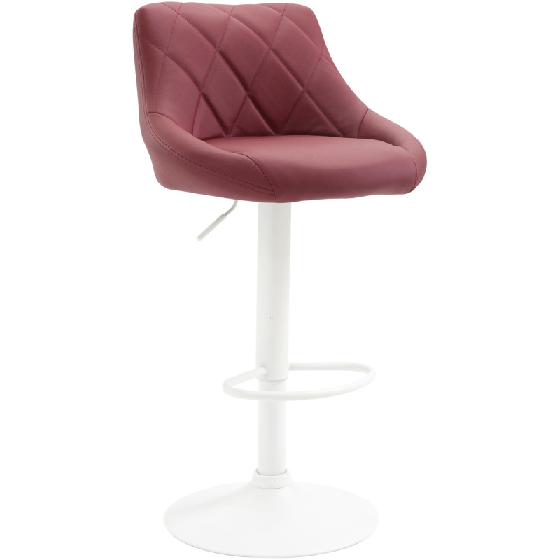 Tabouret de bar moderne chic en Polyuréthane Rouge bordeaux Métal Blanc Zerion - 1