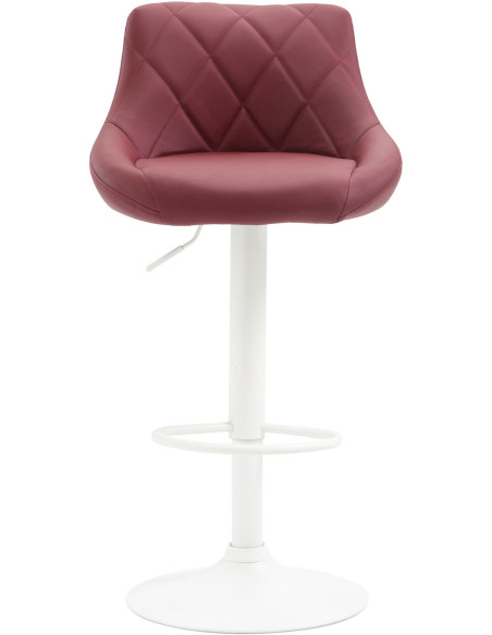 Tabouret de bar moderne chic en Polyuréthane Rouge bordeaux Métal Blanc Zerion - 2