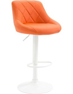 Tabouret de bar moderne chic en Polyuréthane Orange Métal Blanc Zerion - 1