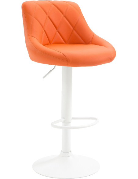 Tabouret de bar moderne chic en Polyuréthane Orange Métal Blanc Zerion - 1
