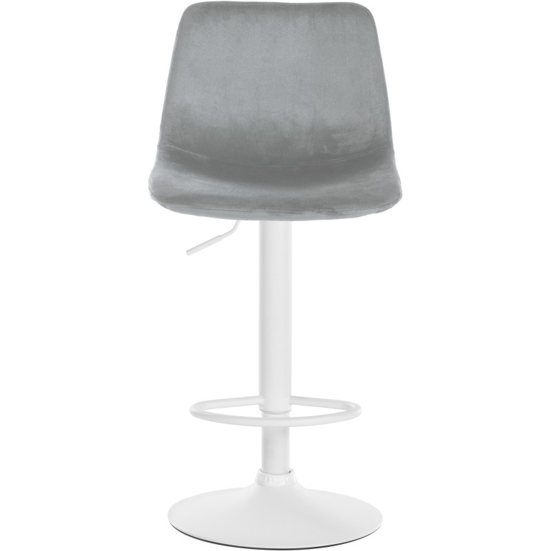Tabouret de bar réglable moderne en Velours Gris Métal Blanc Calvin - 2