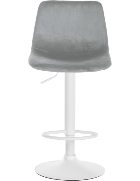 Tabouret de bar réglable moderne en Velours Gris Métal Blanc Calvin - 2