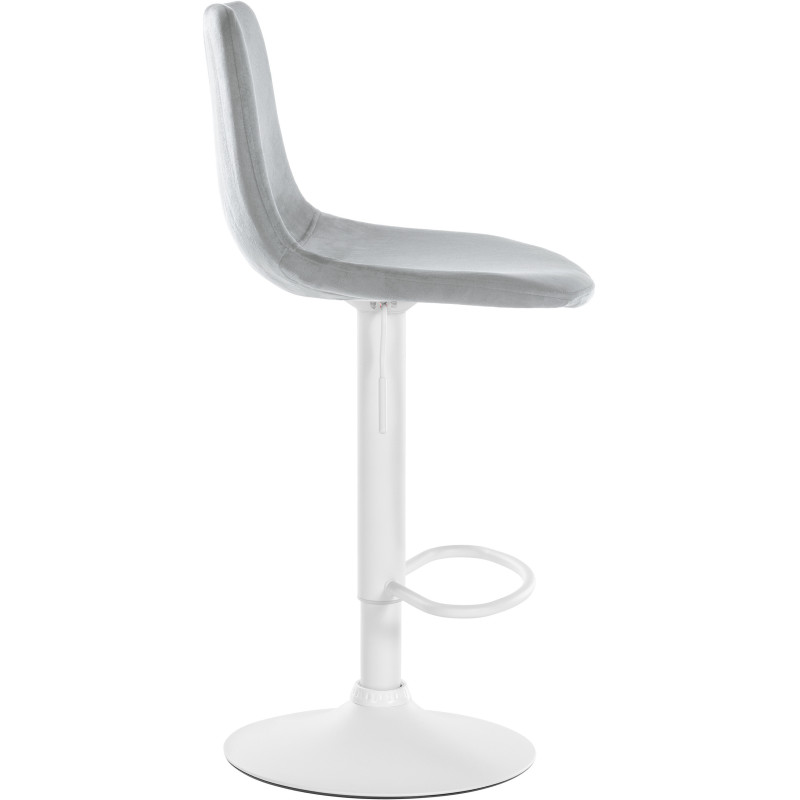 Tabouret de bar réglable moderne en Velours Gris Métal Blanc Calvin - 3