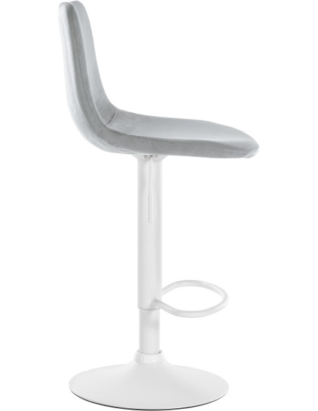 Tabouret de bar réglable moderne en Velours Gris Métal Blanc Calvin - 3