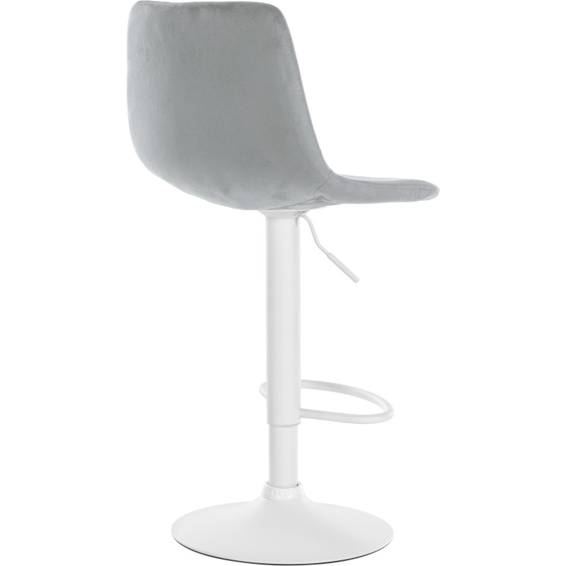 Tabouret de bar réglable moderne en Velours Gris Métal Blanc Calvin - 4