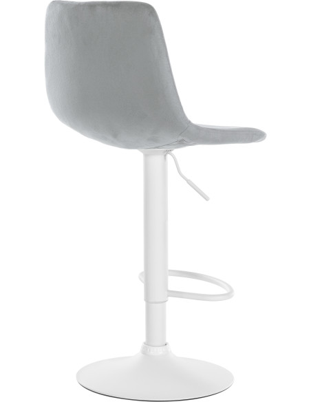 Tabouret de bar réglable moderne en Velours Gris Métal Blanc Calvin - 4