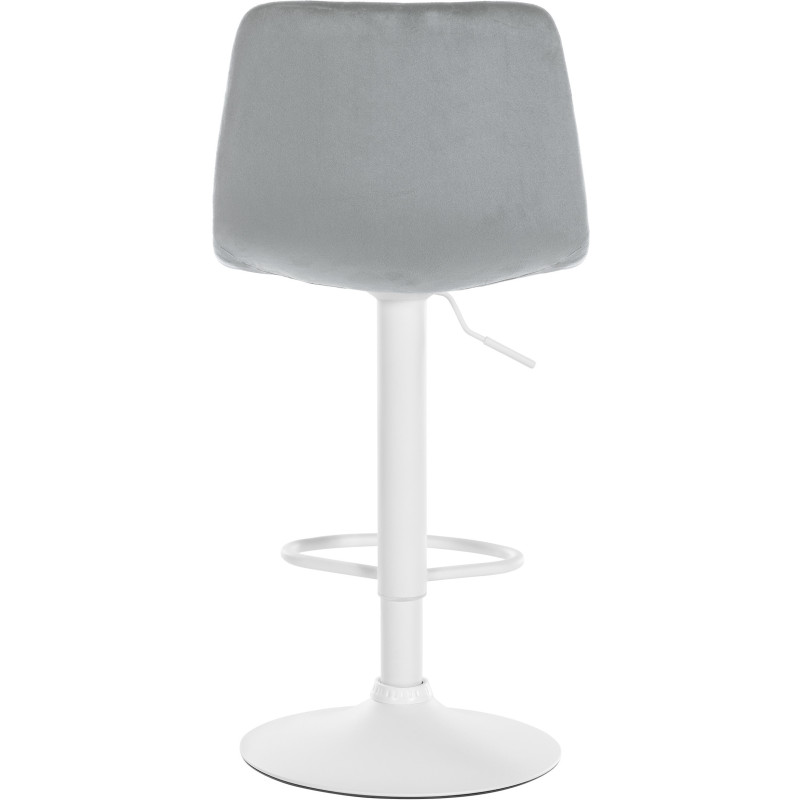 Tabouret de bar réglable moderne en Velours Gris Métal Blanc Calvin - 5