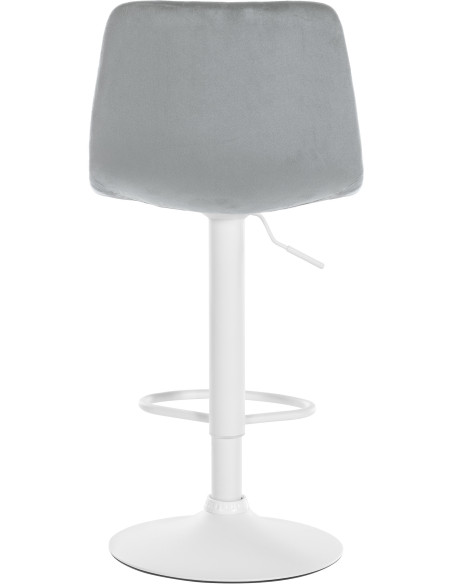 Tabouret de bar réglable moderne en Velours Gris Métal Blanc Calvin - 5
