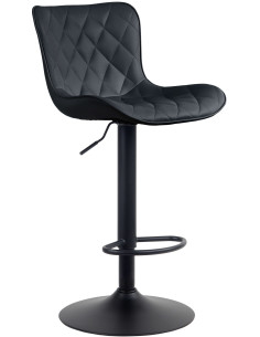 Tabouret de bar moderne matelassé en Polyuréthane Noir Métal Noir Wynlia - 1
