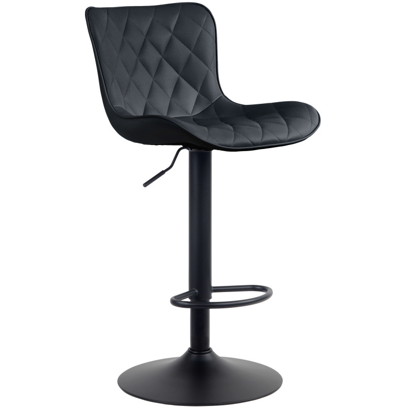 Tabouret de bar moderne matelassé en Polyuréthane Noir Métal Noir Wynlia - 1