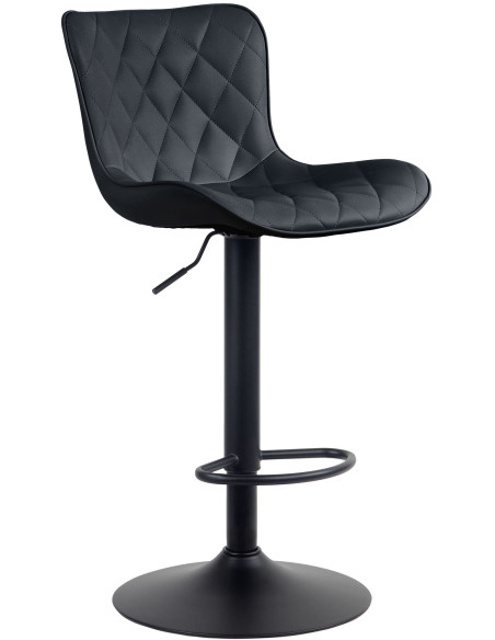 Tabouret de bar moderne matelassé en Polyuréthane Noir Métal Noir Wynlia - 1