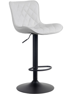 Tabouret de bar moderne matelassé en Polyuréthane Blanc Métal Noir Wynlia - 1