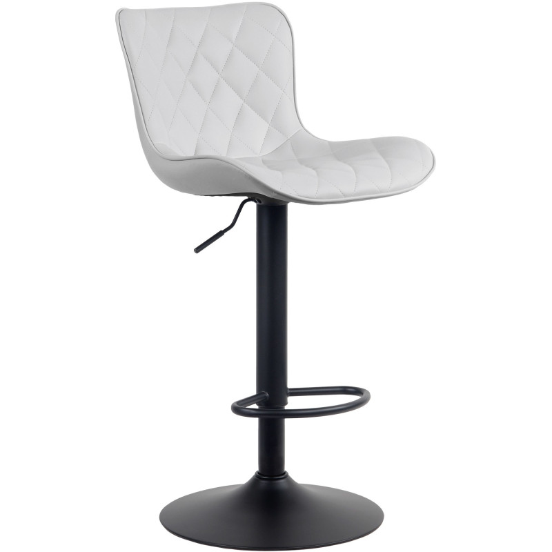 Tabouret de bar moderne matelassé en Polyuréthane Blanc Métal Noir Wynlia - 1