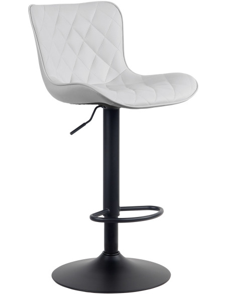 Tabouret de bar moderne matelassé en Polyuréthane Blanc Métal Noir Wynlia - 1