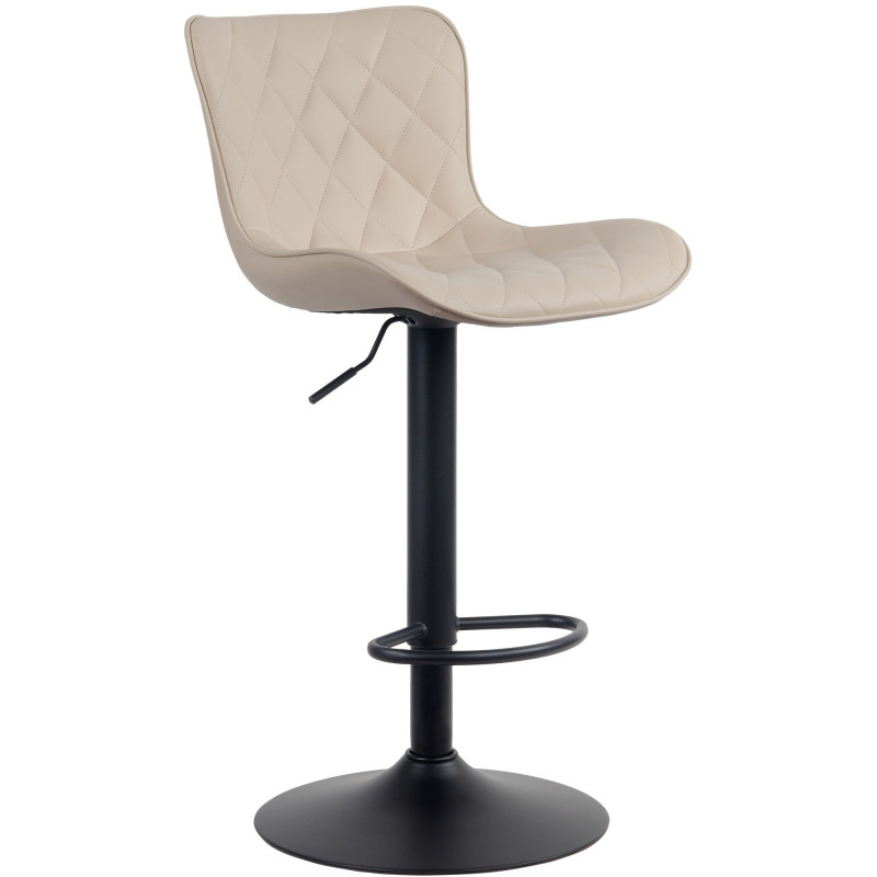 Tabouret de bar moderne matelassé en Polyuréthane Blanc crème Métal Noir Wynlia  - 1