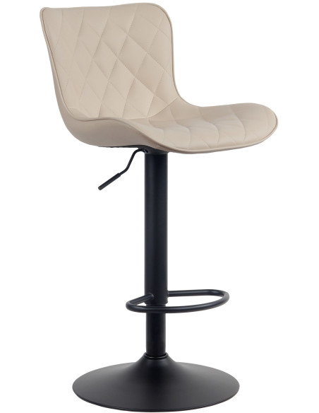 Tabouret de bar moderne matelassé en Polyuréthane Blanc crème Métal Noir Wynlia  - 1