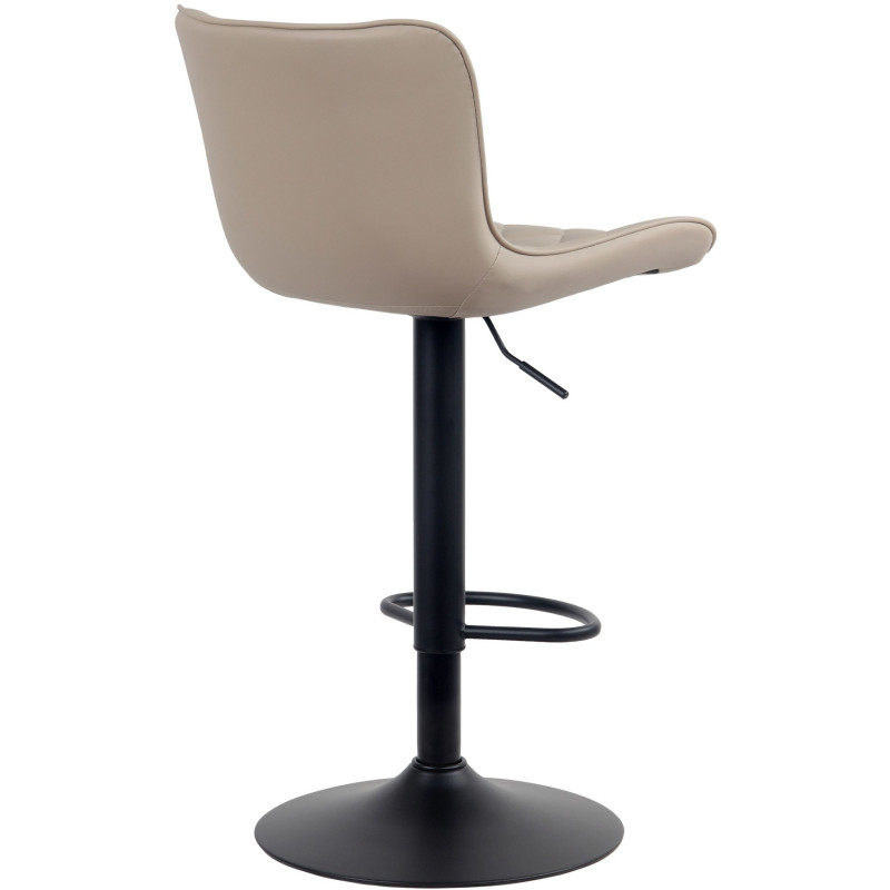 Tabouret de bar moderne matelassé en Polyuréthane Blanc crème Métal Noir Wynlia  - 2
