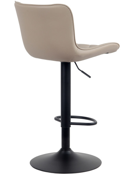 Tabouret de bar moderne matelassé en Polyuréthane Blanc crème Métal Noir Wynlia  - 2