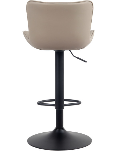 Tabouret de bar moderne matelassé en Polyuréthane Blanc crème Métal Noir Wynlia  - 3