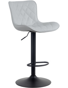 Tabouret de bar moderne matelassé en Polyuréthane Gris Métal Noir Wynlia - 1