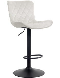 Tabouret de bar moderne matelassé en Velours Blanc crème Métal Noir Wynlia - 1