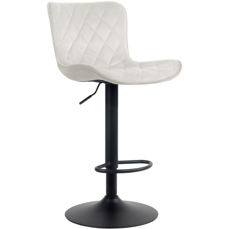 Tabouret de bar moderne matelassé en Velours Blanc crème Métal Noir Wynlia - 1