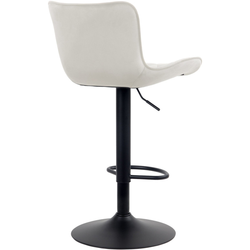 Tabouret de bar moderne matelassé en Velours Blanc crème Métal Noir Wynlia - 2