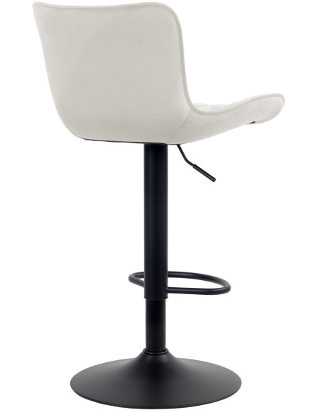Tabouret de bar moderne matelassé en Velours Blanc crème Métal Noir Wynlia - 2