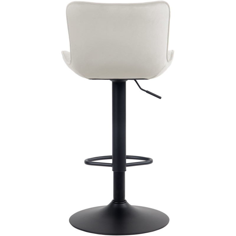 Tabouret de bar moderne matelassé en Velours Blanc crème Métal Noir Wynlia - 3
