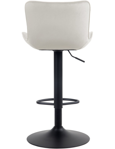 Tabouret de bar moderne matelassé en Velours Blanc crème Métal Noir Wynlia - 3