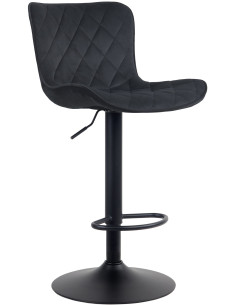 Tabouret de bar moderne matelassé en Velours Noir Métal Noir Wynlia - 1