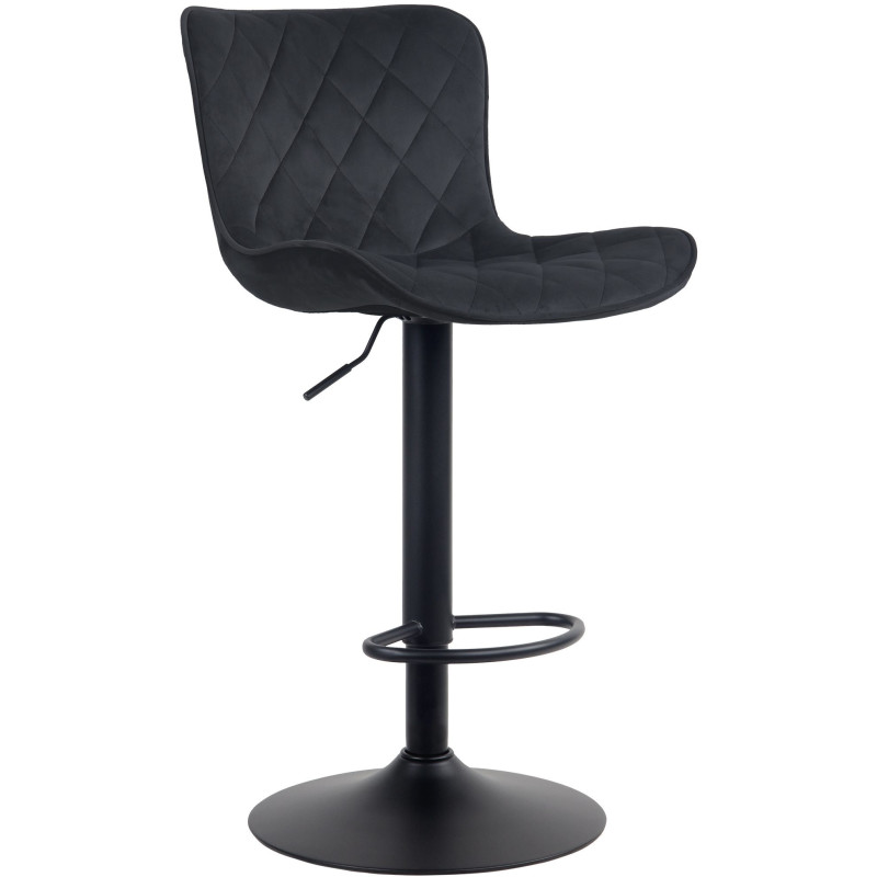Tabouret de bar moderne matelassé en Velours Noir Métal Noir Wynlia - 1