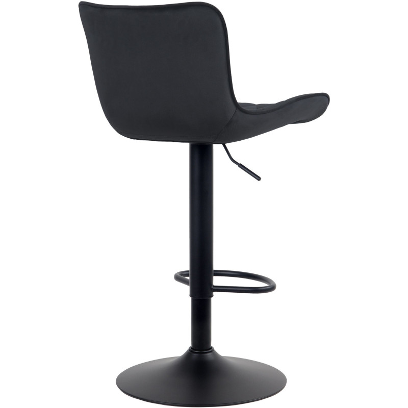 Tabouret de bar moderne matelassé en Velours Noir Métal Noir Wynlia - 2