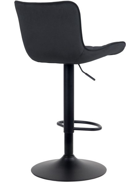 Tabouret de bar moderne matelassé en Velours Noir Métal Noir Wynlia - 2
