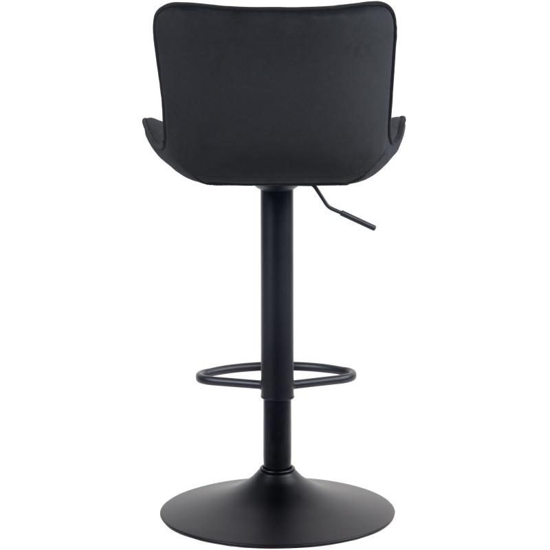 Tabouret de bar moderne matelassé en Velours Noir Métal Noir Wynlia - 3