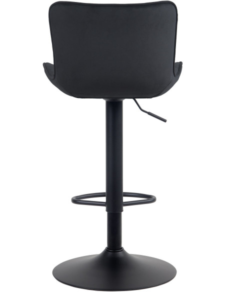 Tabouret de bar moderne matelassé en Velours Noir Métal Noir Wynlia - 3