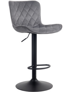 Tabouret de bar moderne matelassé en Velours Gris foncé Métal Noir Wynlia - 1