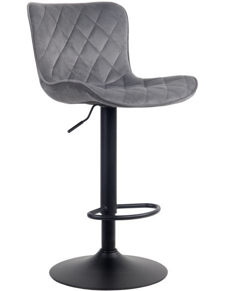 Tabouret de bar moderne matelassé en Velours Gris foncé Métal Noir Wynlia - 1