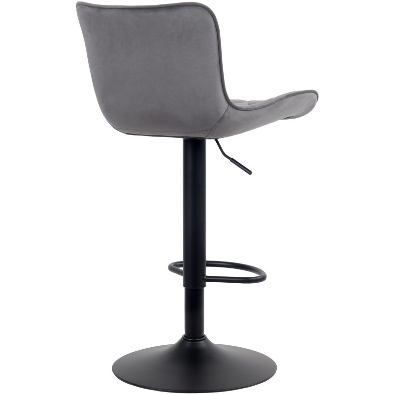 Tabouret de bar moderne matelassé en Velours Gris foncé Métal Noir Wynlia - 2